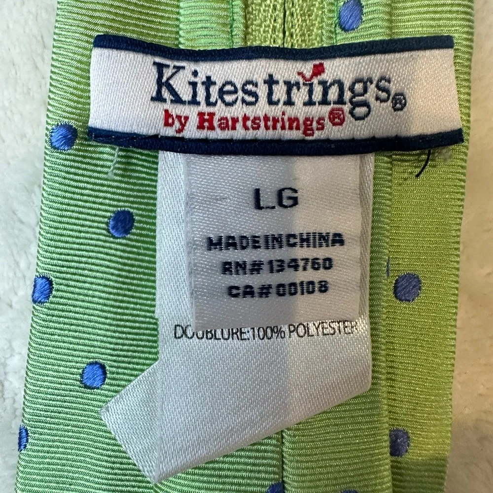 Kitestrings 15” Tie Green & Blue Dot Kids Tie Slips Over Neck, Adjustable